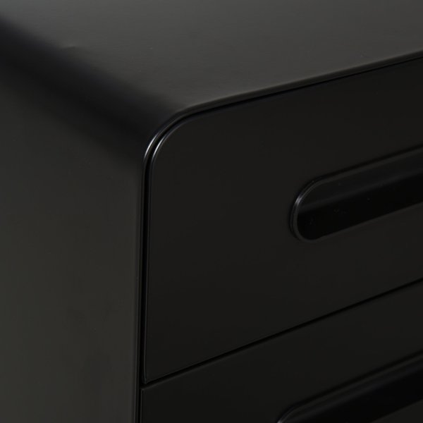 Steel 3-Drawer Curved Filing Cabinet Mobile File W/ Lock Black
