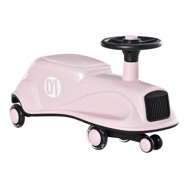 Wiggle Car Ride On Toy W/LED Flashing Wheels - Pink