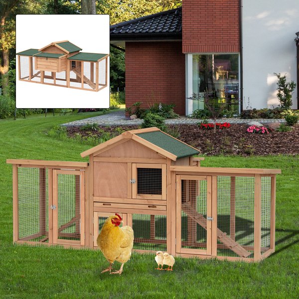 Wooden Chicken Coop Backyard Hen Cage House Poultry W/ Nesting Box Run