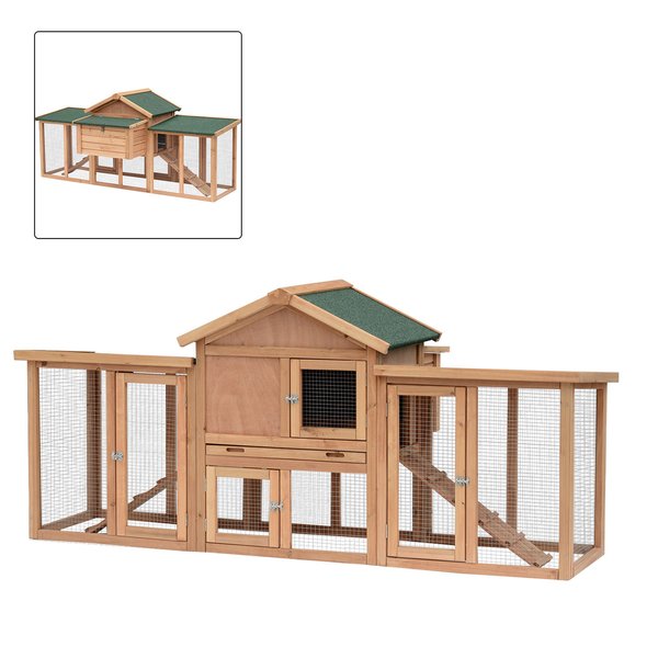 Wooden Chicken Coop Backyard Hen Cage House Poultry W/ Nesting Box Run