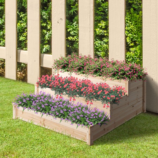 3 Tier Wooden Bed Planter Kit Elevated Box