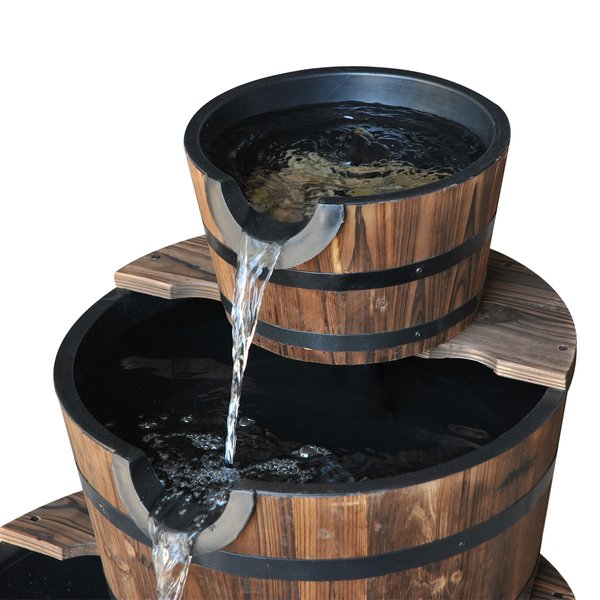 3 Tier Fir Wooden Water Pump Fountain