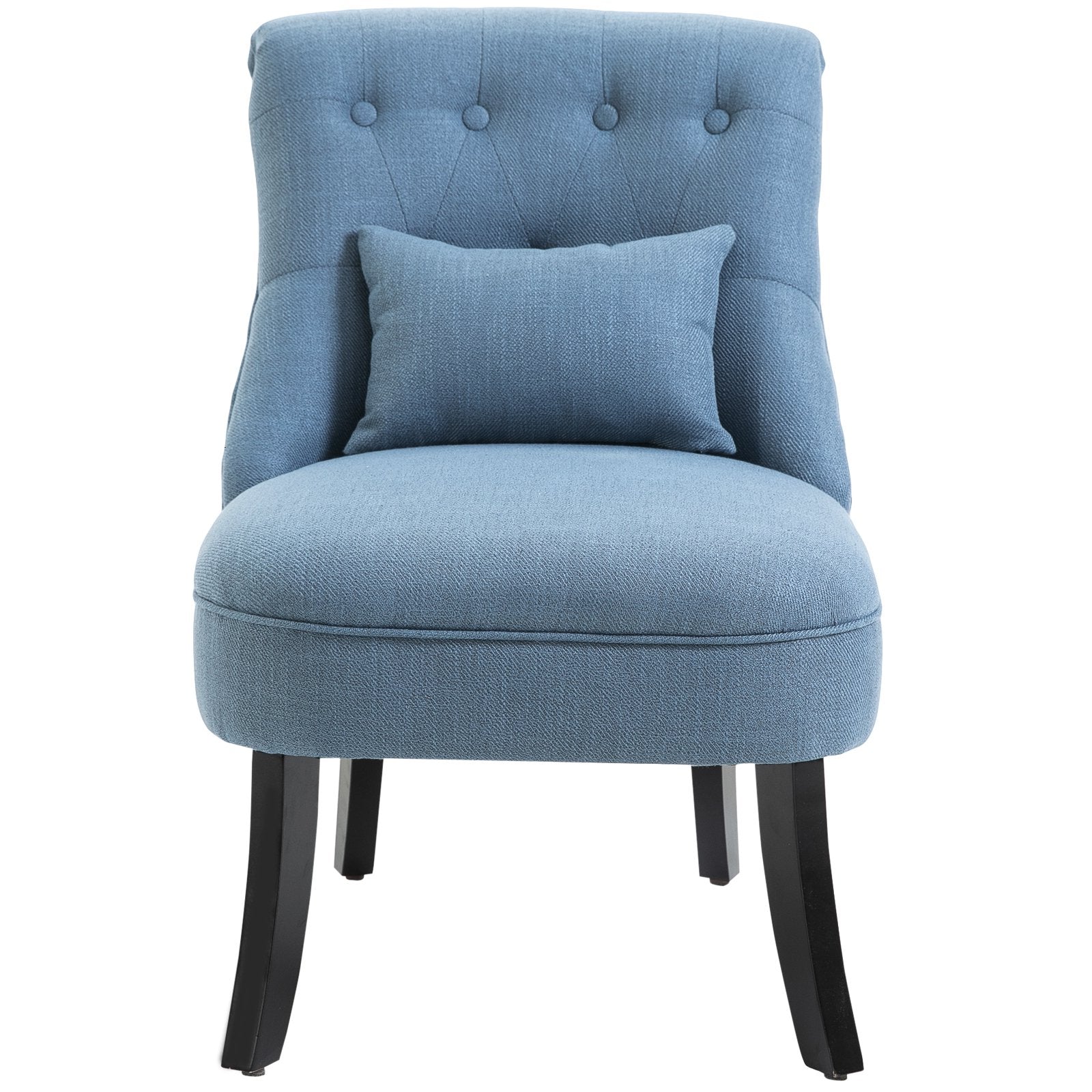 Solid Rubber Wood Tufted Single Sofa Chair W/ Pillow - Blue