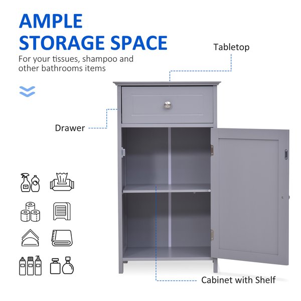 Lavatory Multiple Storage Freestanding Unit W/Anti-Topple - Grey