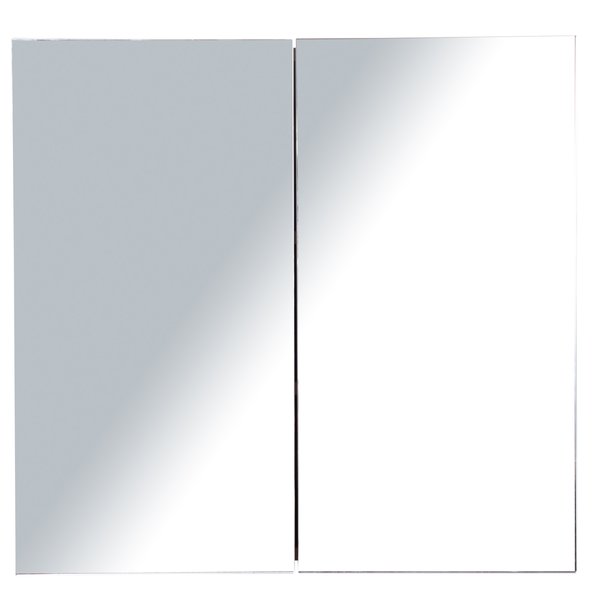 63Wx60Hx13.5T Cm. Wall Mounted Glass Bathroom Mirror Cabinet Storage Shelf - Light Walnut